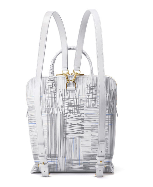dove grey leather convertible backpack sarah white SW1031 Convertible Tablet Backpack Linear Print