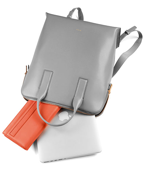 dove grey leather convertible backpack sarah white SW0914 Backpack