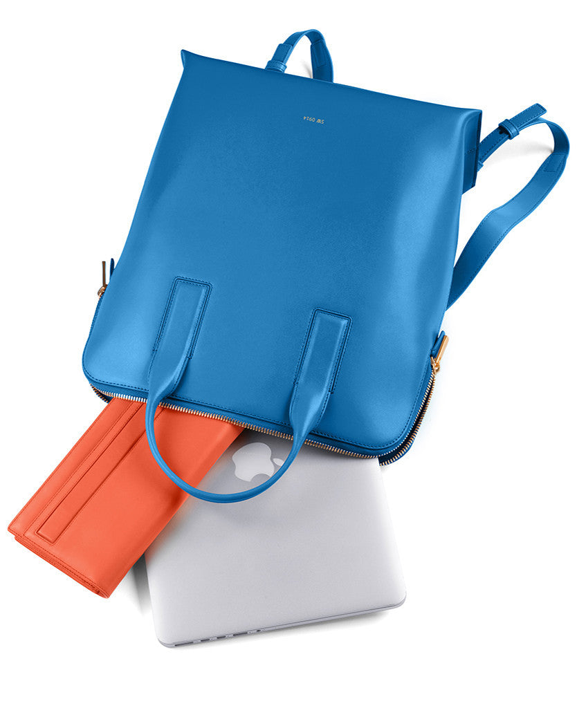 dove grey leather convertible backpack sarah white Backpack -Italian leather tailored to fit a laptop, phone & essentials – Sarah White