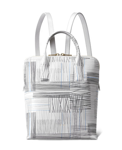dove grey leather convertible backpack sarah white SW1031 Convertible Tablet Backpack Linear Print